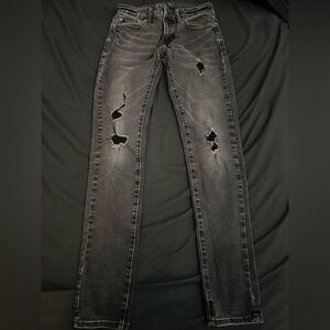 American Eagle Outfitters Black Skinny Jeans with Distressed Details